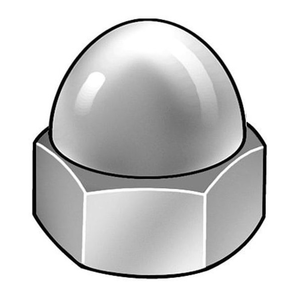 Standard Crown Cap Nut, #10-24, 316 Stainless Steel, Plain, 13/32 in H, 5 PK