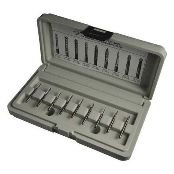 Cle-Line Carbide Bur 9pc Set,3/32"and 1/8"x1/8" C17760
