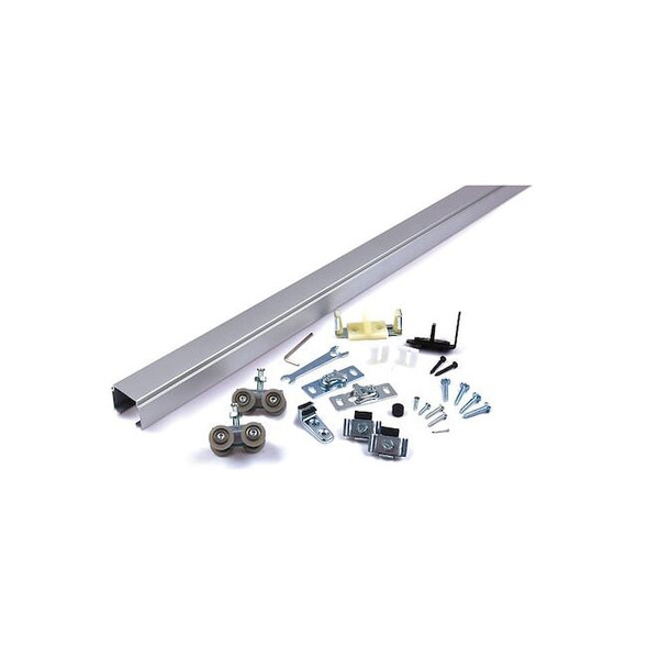 Track Kit, Sliding Door Type, Alum., Silver, Inside Dia.: 1 5/8 in