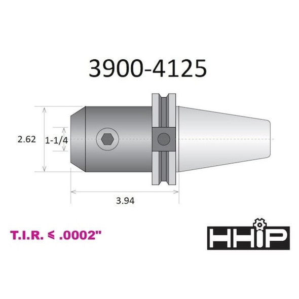 Hhip 1-1-4 X CAT40 V-Flange End Mill Holder With 3.94 Gage Depth 3900-4125