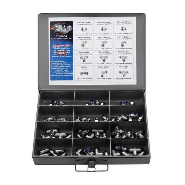 Aignep Usa Tube Fitting Kit, Universal Thread, 4 mm Tube OD, Brass 50861N-4