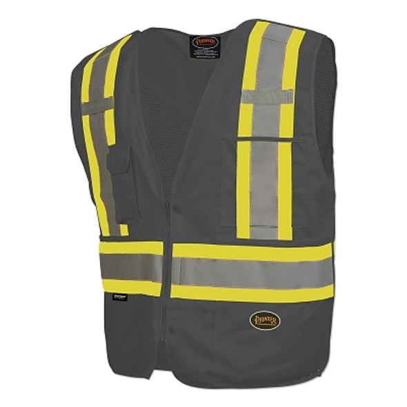 6935AU/6936AU/6937AU HV Zip-Up Snap Break Away Safety Vest, 2X-Large, Black 6935AU/6936AU/6937AU HV Zip-Up Snap Break Away Safety Vest, 2X-Large, Black