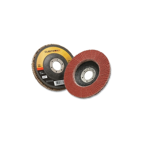 Cubitron™ II 969F Flap Disc, Ceramic Grain, 4-1/2 in dia, 5/8 in-11 ,  60+ Grit, 13300 rpm