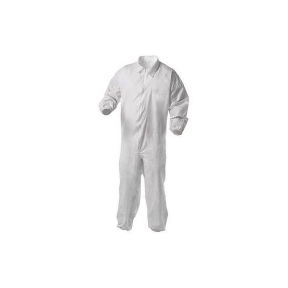 Kleenguard Disposable Coverall, White, Microporous Film Laminate, Zipper 38929
