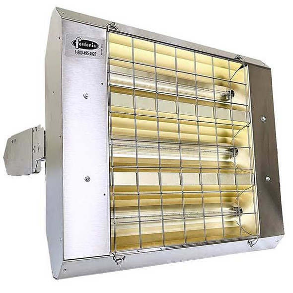 Infrared Quartz Electric Heater, 1, 3 Phase, Stainless Steel, 480V AC