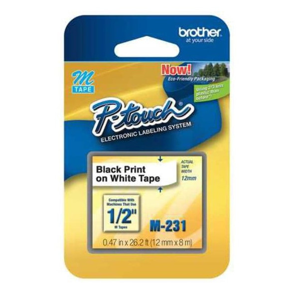 Brother Label/Ribbon Cartridge, White, 1/2 in W M231