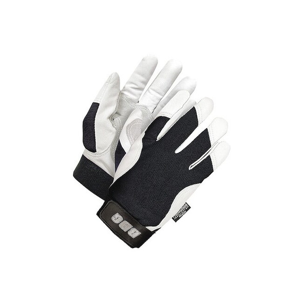 X-Site Mechanics Gloves, Goatskin Palm, Spandex Back, 2XL, Black/White