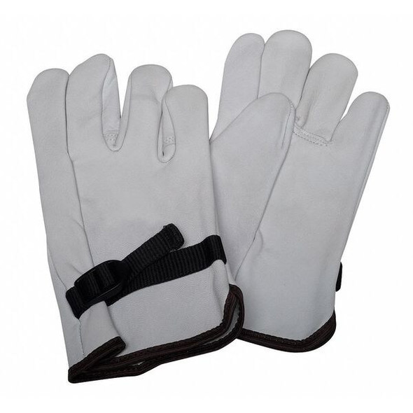 Electrical-Insulating Glove Protectors, Goatskin, 10" Length, White, Size 9