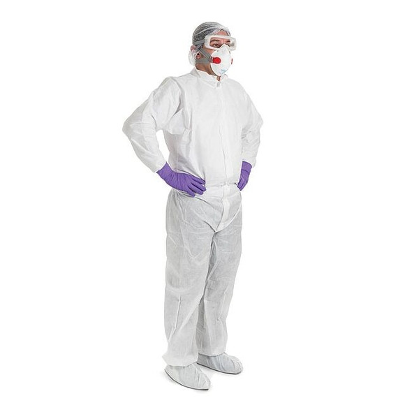 Kimtech Coveralls,L,Wht,Non-Woven Lam,PK25 47953