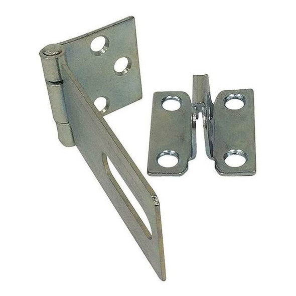 Fixed Staple Hasp, Zinc Plated, 1-1/2inL, Hasp Height: 13/16"