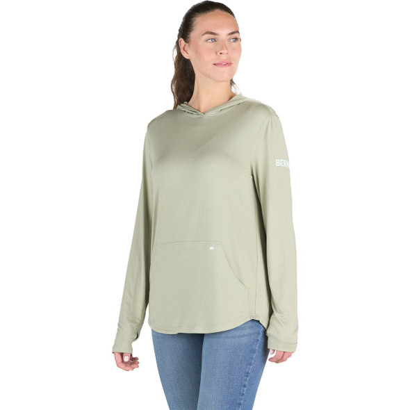 Berne Women's XL Heathered Seagrass Long Sleeve Hooded UPF Sun Shirt