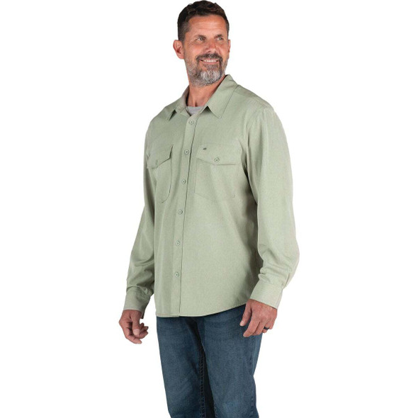 Berne Flex180 Men's Medium Heathered Seagrass UPF Button Down Long Sleeve Shirt