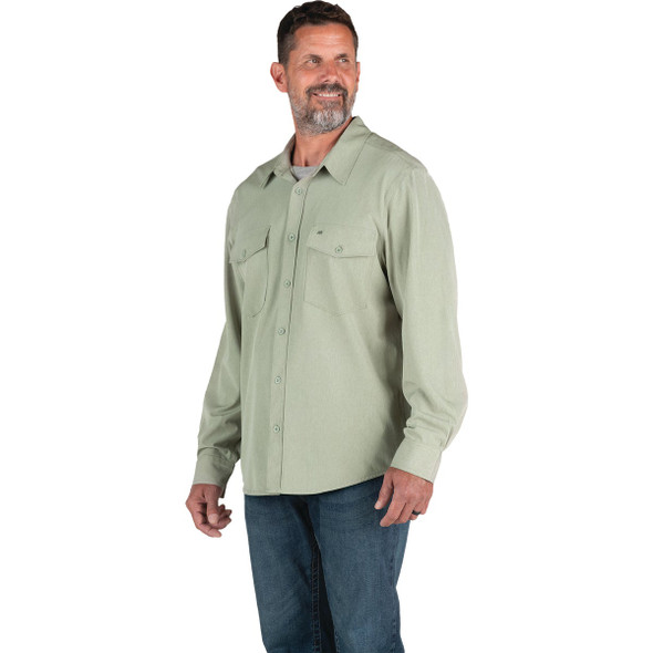 Berne Flex180 Men's Medium Heathered Seagrass UPF Button Down Long Sleeve Shirt
