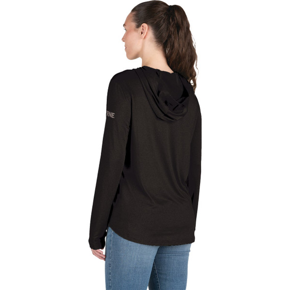 Berne Women's Medium Black Long Sleeve Hooded UPF Sun Shirt