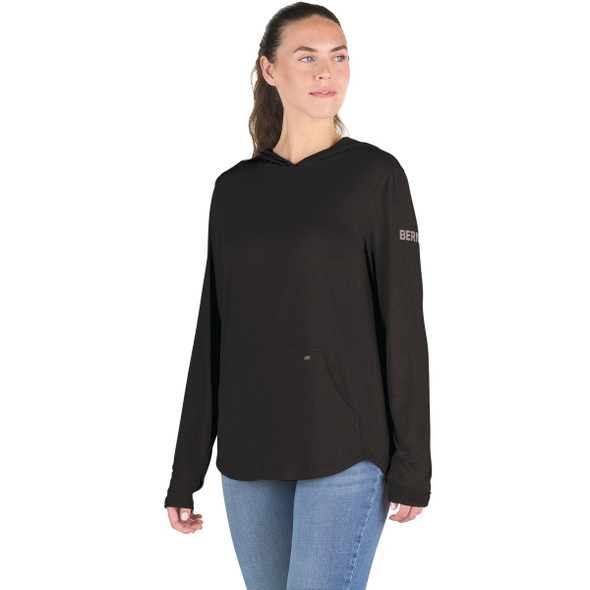 Berne Women's Small Black Long Sleeve Hooded UPF Sun Shirt WSH13BKR360