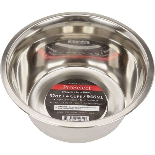 Boss Pet ProSelect 32 Oz. Heavy Stainless Steel Mirror Finish Dog Bowl ZW150 32