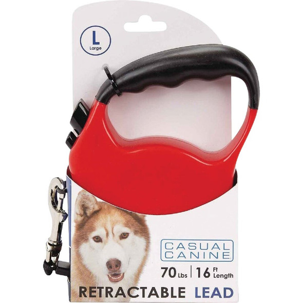 Boss Pet Casual Canine 16 Ft. Red Large Belted Retractable Lead 11612 16 83 763879
