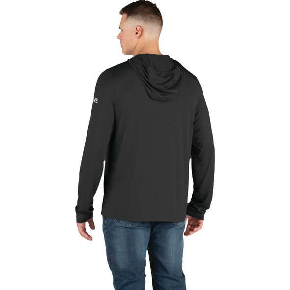 Berne Men's Large Black Long Sleeve Hooded UPF Sun Shirt