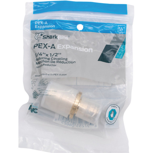 SharkBite PEX-A Brass 3-4 In. x 1-2 In. Reducing Coupling UAB058LFA 426179