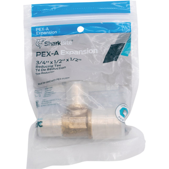 SharkBite PEX-A Brass 3-4 In. x 1-2 In. x 1-2 In. Tee UAB454LFA 430632
