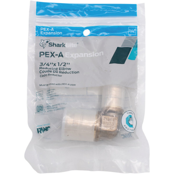SharkBite PEX-A Brass 3/4 In. x 1/2 In. Reducing Elbow