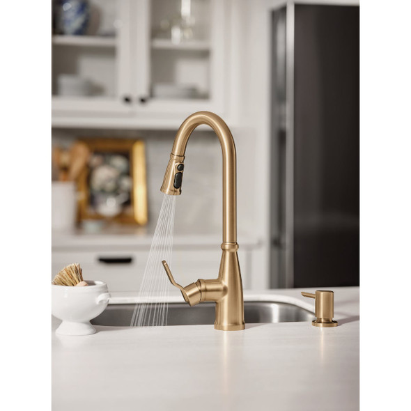 Moen Nolia 1-Handle Pull-Down High Arc Kitchen Faucet, Bronzed Gold