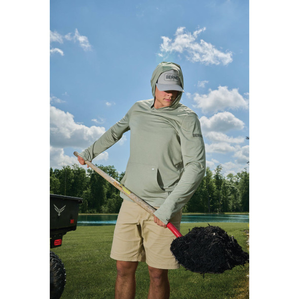 Berne Men's Large Heathered Seagrass Long Sleeve Hooded UPF Sun Shirt SH13HSEAR440 712748