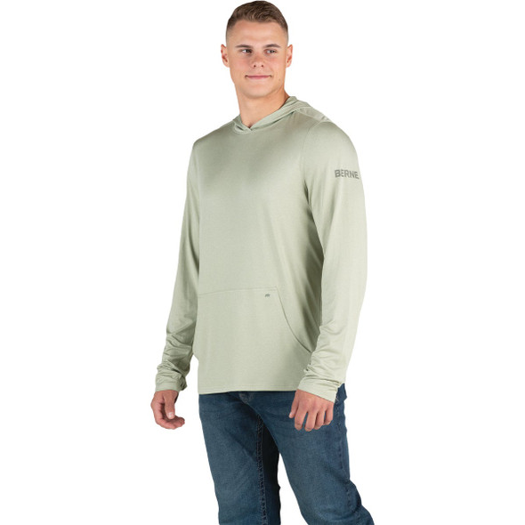 Berne Men's XL Heathered Seagrass Long Sleeve Hooded UPF Sun Shirt SH13HSEAR480