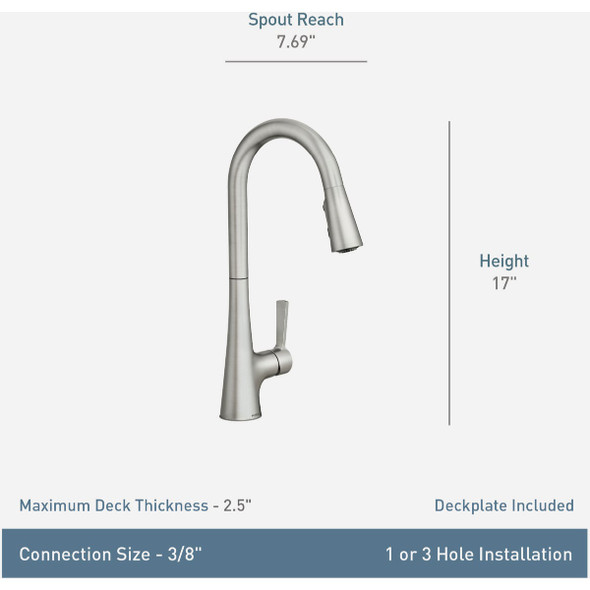 Moen Mikah Spot Resist Stainless One-Handle High Arc Pulldown Kitchen Faucet 87069SRS 483844