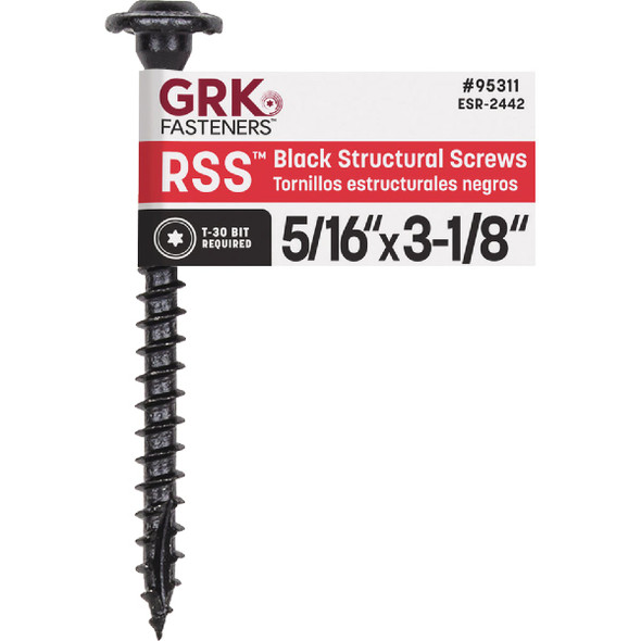 GRK RSS 5/16 In. x 3-1/8 In. Star Drive Washer-Head Black Structure Screw 95311