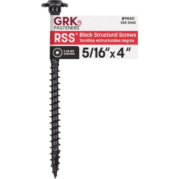 GRK RSS 5/16 In. x 4 In. Star Drive Washer-Head Black Structure Screw 95411