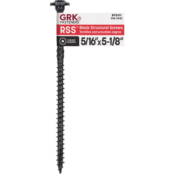 GRK RSS 5/16 In. x 5-1/8 In. Star Drive Washer-Head Black Structure Screw 95511