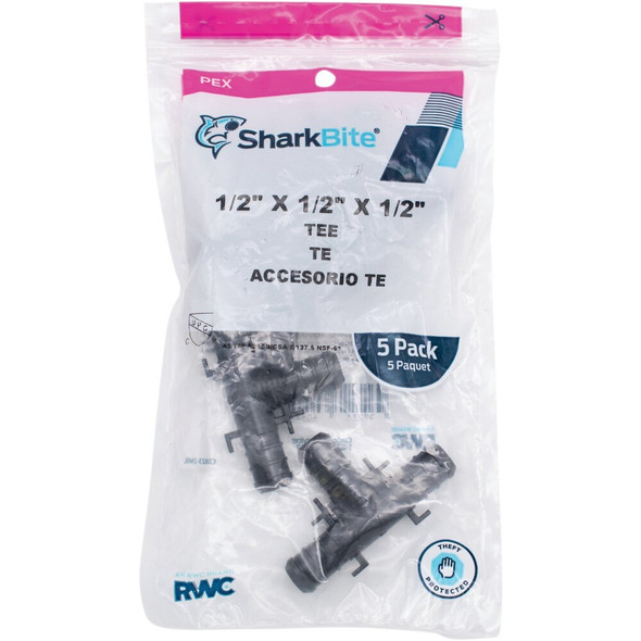 SharkBite PEX-B 1-2 In. Poly Alloy Barb Tee (5-Pack) UP362A5 465313