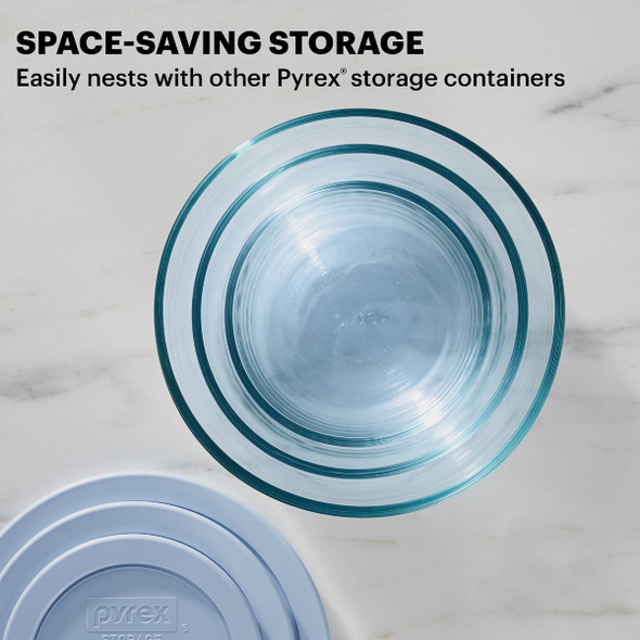 Pyrex Simply Store Tinted Blue Round Storage Set with Blue Plastic Lids (10-Piece) Pyrex Simply Store Tinted Blue Round Storage Set with Blue Plastic Lids (10-Piece)