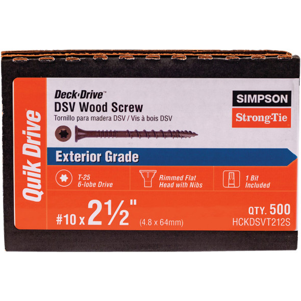 Deck-Drive DSV WOOD Screw (Collated)  #10 x 2-1/2 in. T25 6-Lobe, Tan (500-Qty)