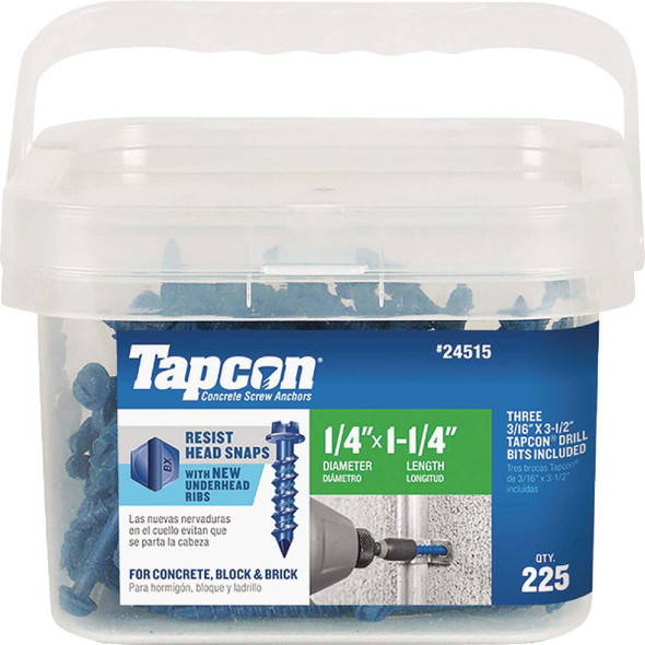 Tapcon 1/4 In. x 1-1/4 In. Hex Washer Concrete Screw Anchor (225-Count) 24515