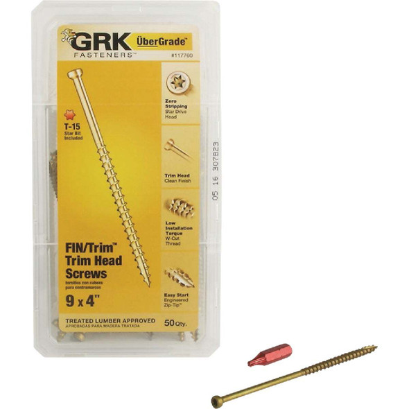 GRK #9 x 4 In. Star Drive Steel Trim Screw (50-Count) 117760