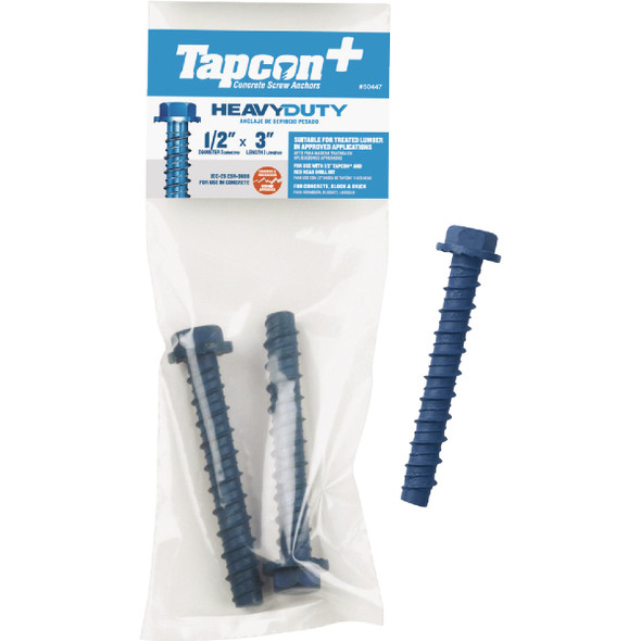 Tapcon 1/2 In. x 3 In. Hex Washer Concrete Screw Anchor (2 Ct.) 50447