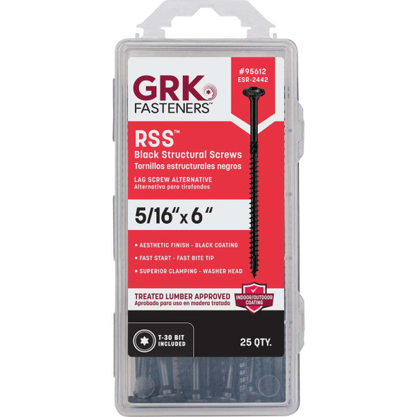 GRK RSS 5/16 In. x 6 In. Star Drive Washer-Head Black Structure Screw (25-Count)