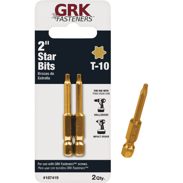 GRK 2 In. T10 Star Drive Impact Screwdriver Bit (2-Count) 187419