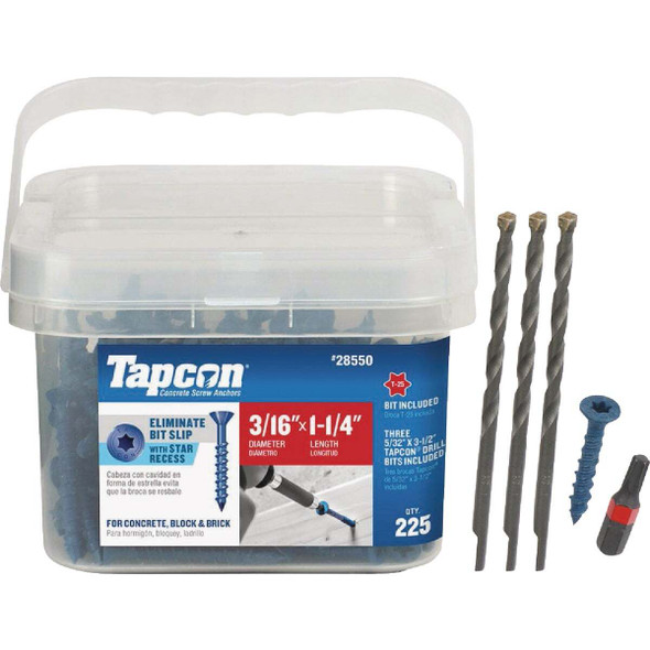 Tapcon 225ct 3/16x1.25 Sh Screw 28550
