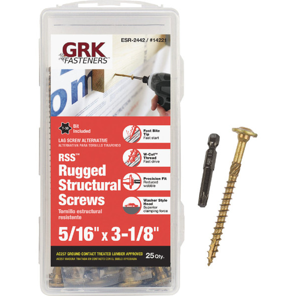 RSS 25ct 5/16x3-1/8 St Screw 14221