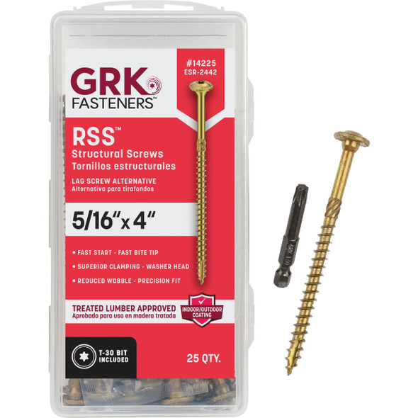 RSS 25ct 5/16x4 Strctr Screw 14225