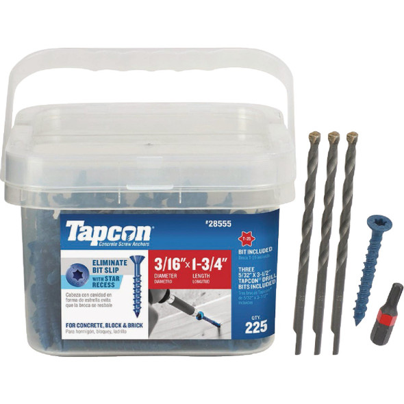 Tapcon 225ct 3/16x1.75 Sh Screw 28555
