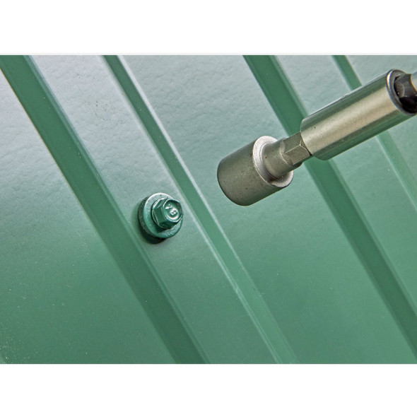 Teks #9 x 1-1/2 In. Hex Washer Head Sharp Point Metal to Wood Green Roofing Screw (100 Ct.) Teks #9 x 1-1/2 In. Hex Washer Head Sharp Point Metal to Wood Green Roofing Screw (100 Ct.)