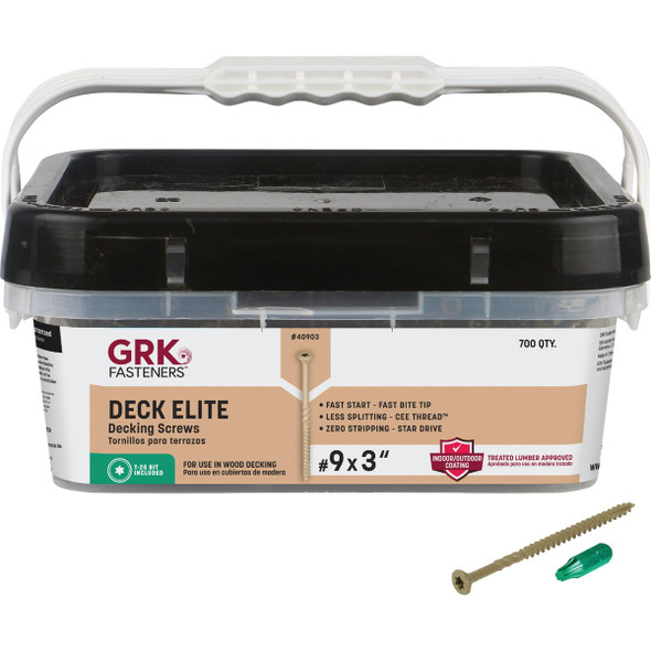 GRK Deck Elite #9 x 3 In. Star Drive Bugle-Head Deck Screw (700-Count) 40903