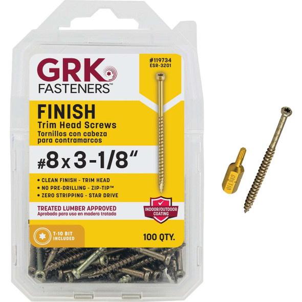 GRK #8 x 3-1/8 In. Star Drive Steel Trim Screw (100 Ct.) 119734