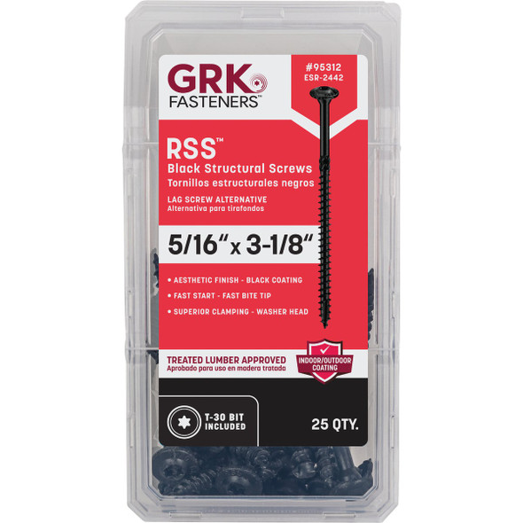 RSS 25ct 5/16x3-1/8 Blk Scrw 95312