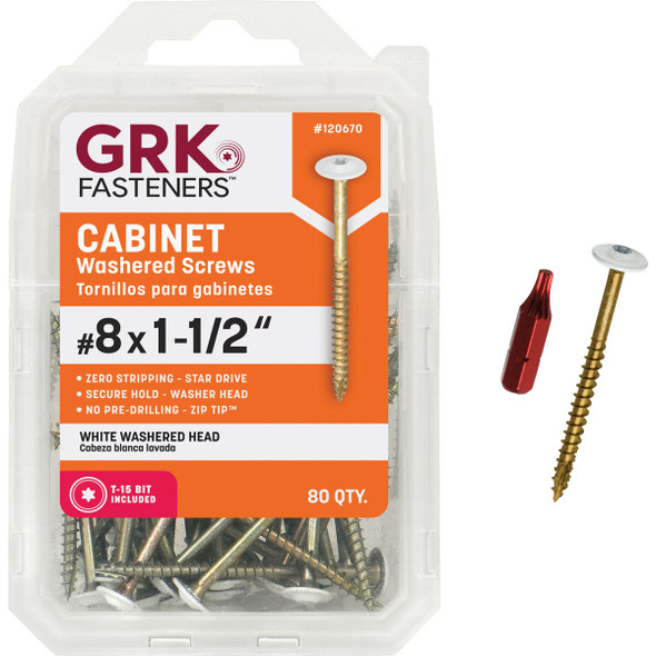 GRK #8 x 1-1/2 In. Star Drive White Cabinet Screw (80-Count) 120670