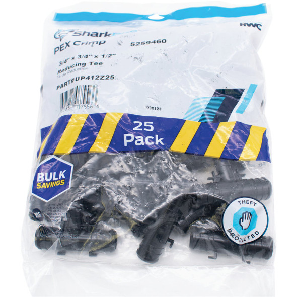 SharkBite PEX-B 3-4 In. x 3-4 In. x 1-2 In. Poly Alloy Barb Tee (25-Pack) UP412A25 475274